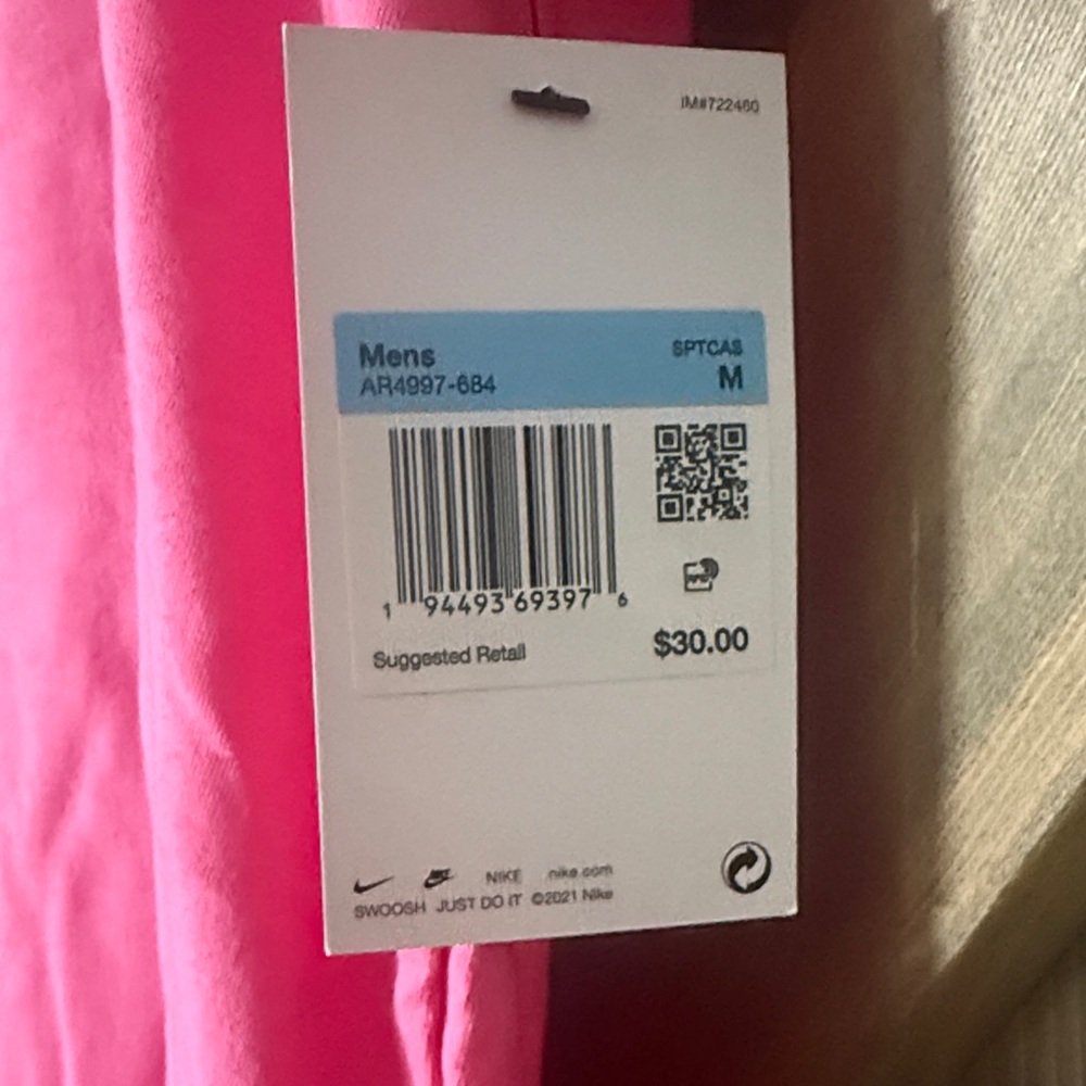 Nike Men's Short Sleeve Tee in Bright Pink - Picture 2 of 5